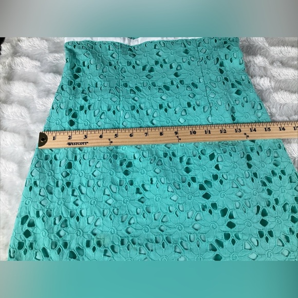 Lilly Pulitzer Size 0 Eyelet Layered Vintage Teal Green Empire  Waist Dress - Picture 7 of 14
